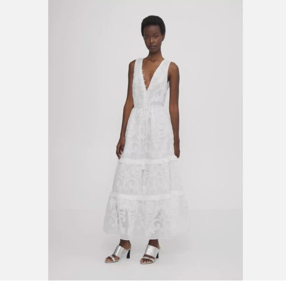 Marchesa Rosa Calla Embroidered Tiered Maxi Dress - Picture 2 of 16